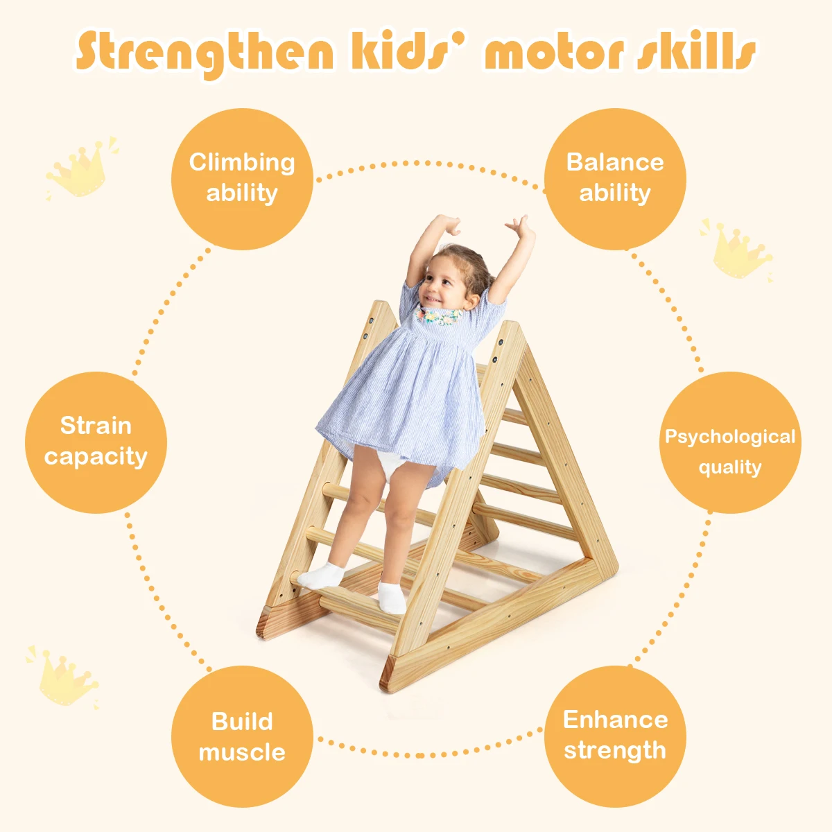 Wooden Climbing Pikler Triangle with Climbing Ladder For Toddler Step Training