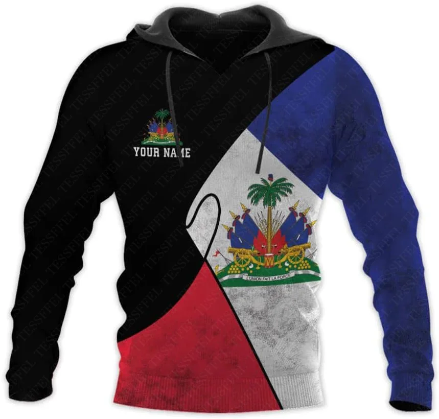 

Custom Name Country Flag Haiti Retro Tattoo Tracksuit Streetwear Long Sleeves 3DPrint Pullover Harajuku Jacket Casual Hoodies X6