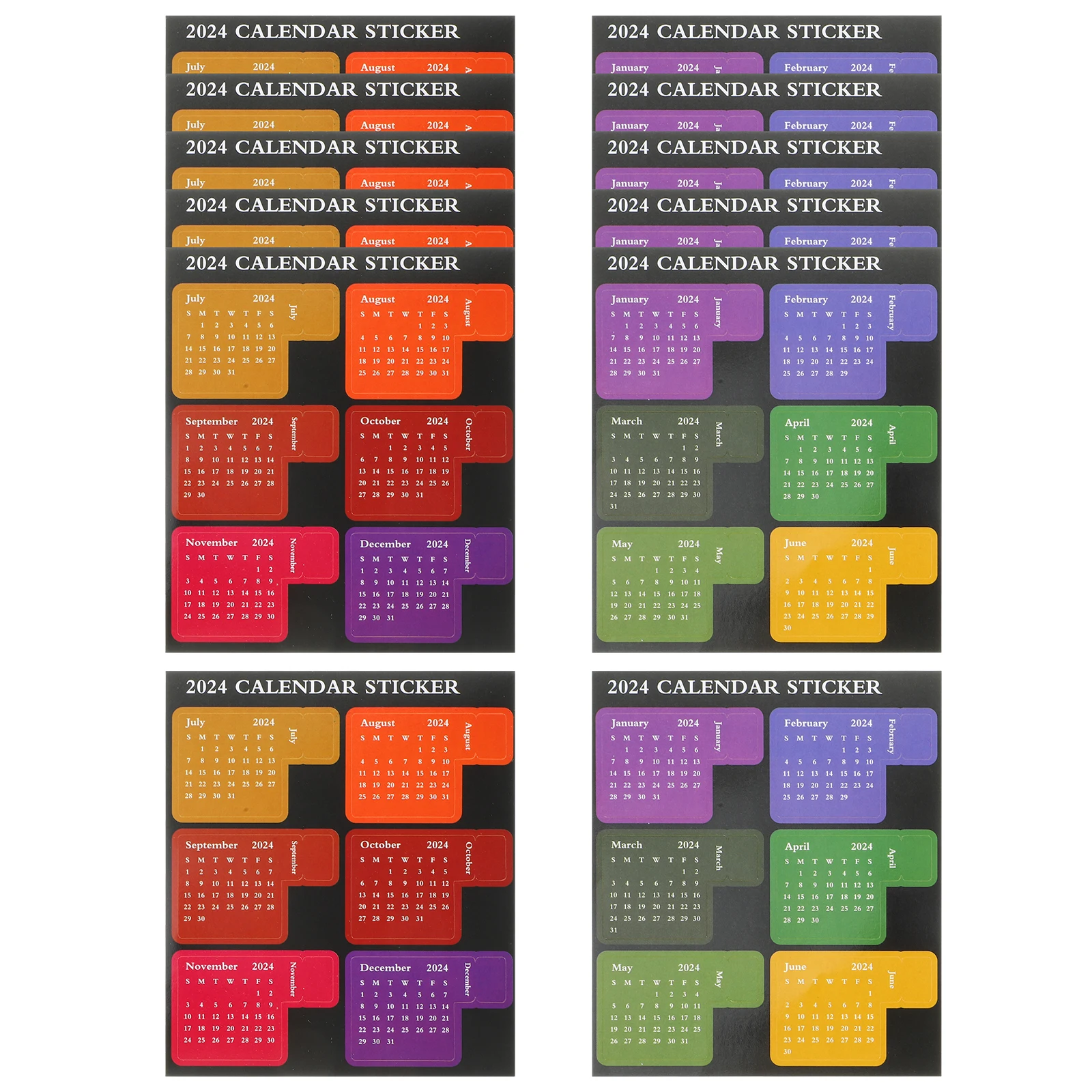 

12 Sheets DIY Sticky Paper Notebook Tabs Index Month Portable Labels Calendar Stickers 2024 Schedule Planner Notes Bookmark