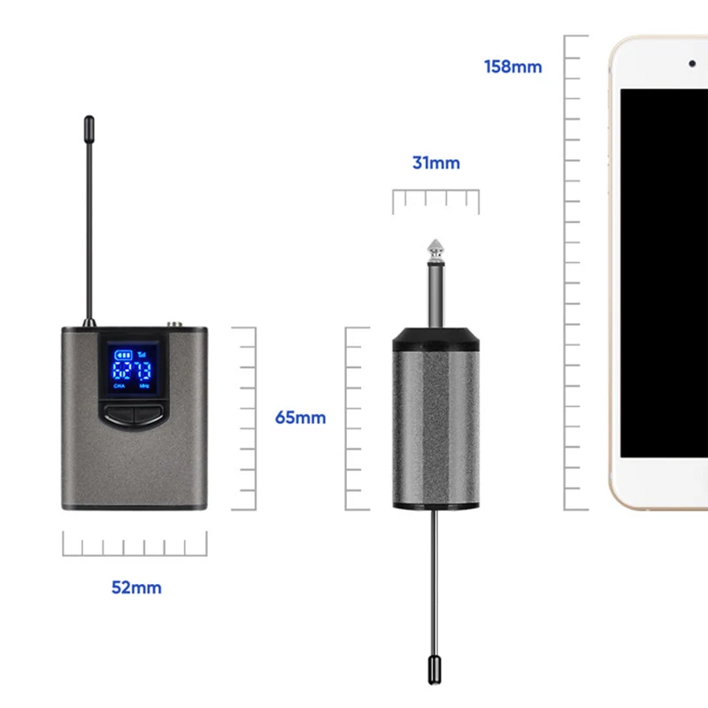 UHF Portable Wireless Headset/ Lavalier Lapel Microphone with Bodypack Transmitter and Receiver 1/4 Inch Output, for Live Perfor