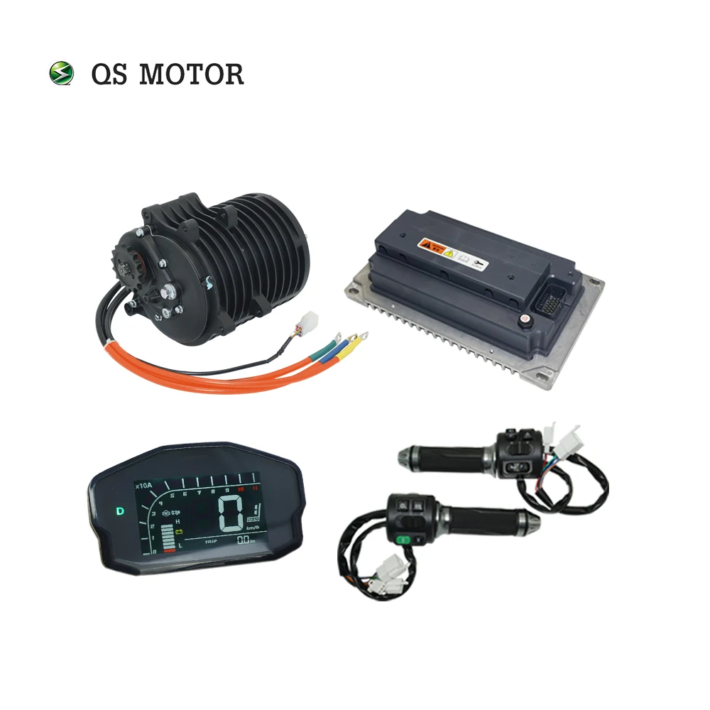 

QSMOTOR QS138 3KW V3 72V 100KPH Mid drive Motor Conversion Kit with EM200-2 Controller in Big Cooling Panel for E-motorcycle