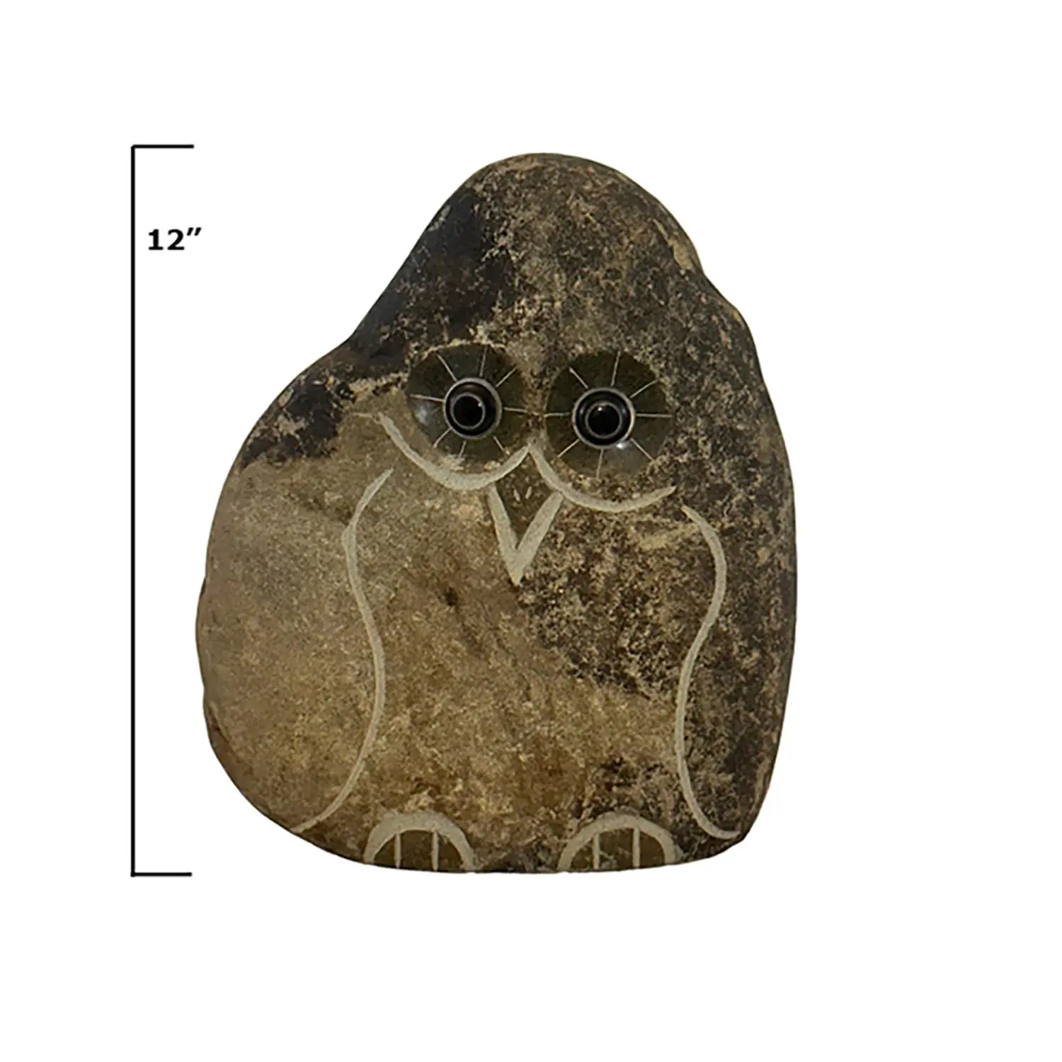 Hand Carved Natural Granite Boulder Owl, 12