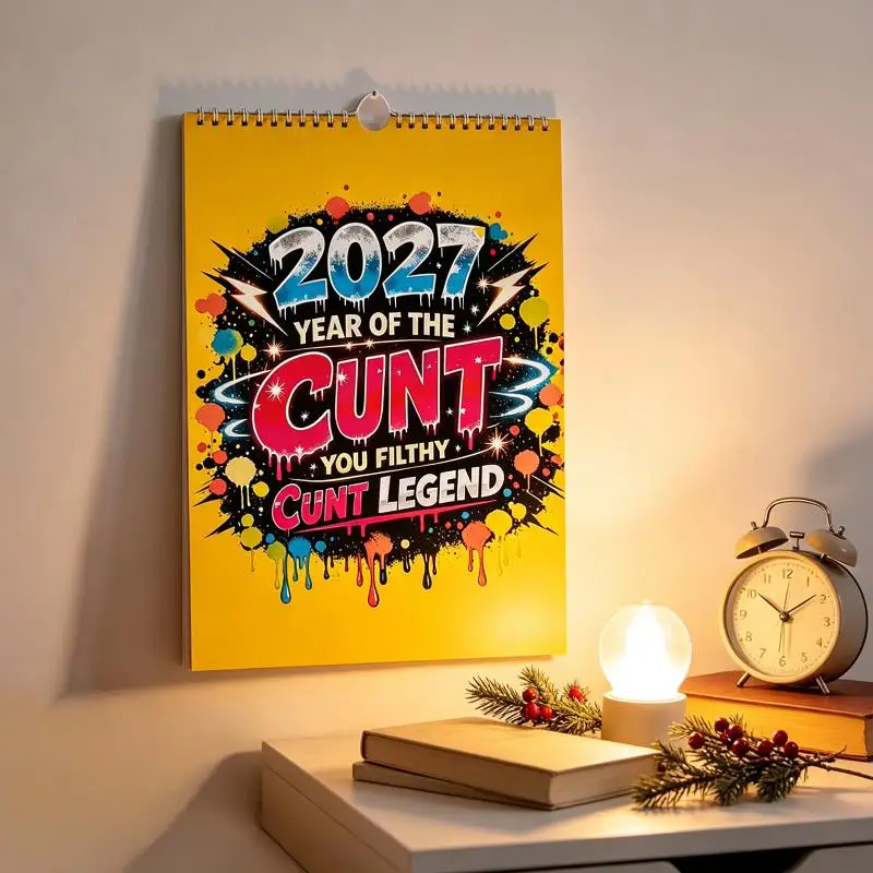 2027 Wall Hanging Calendar With Funny Graffiti Print Sturdy Spiral Binding Perfect Home Decor Novelty Gag Gift For Friends