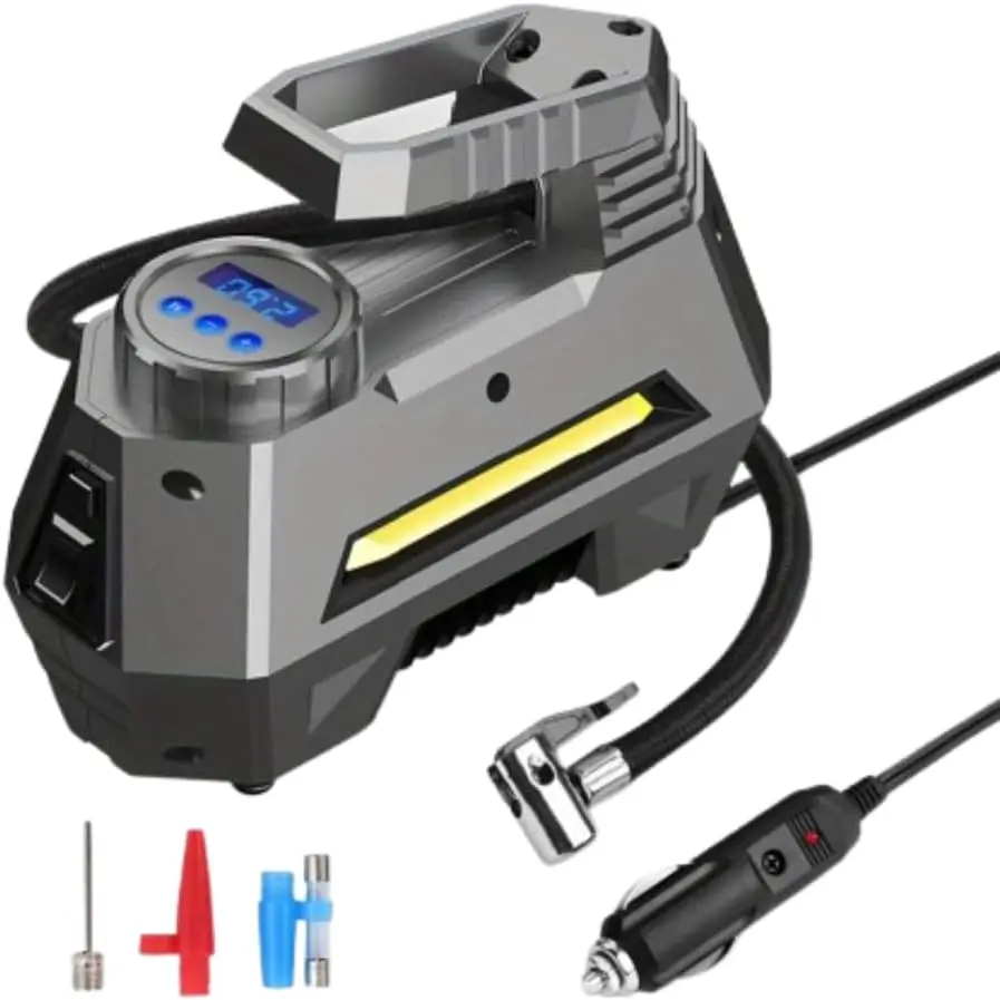 

2025 12V DC Digital Tire Inflator, Portable Air Compressor with LED Light & 150 PSI Gauge for Car, Motorcycle, Bike Tires