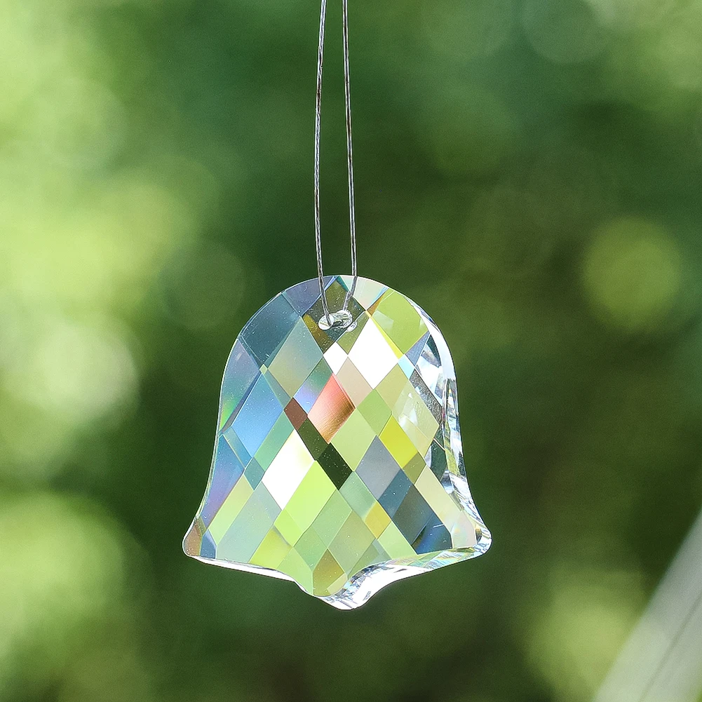 45MM Grid Bell-shaped Crystal Pendant with Multiple-faceted Glass Prism Chandelier Accessory DIY Home Wedding Decoration