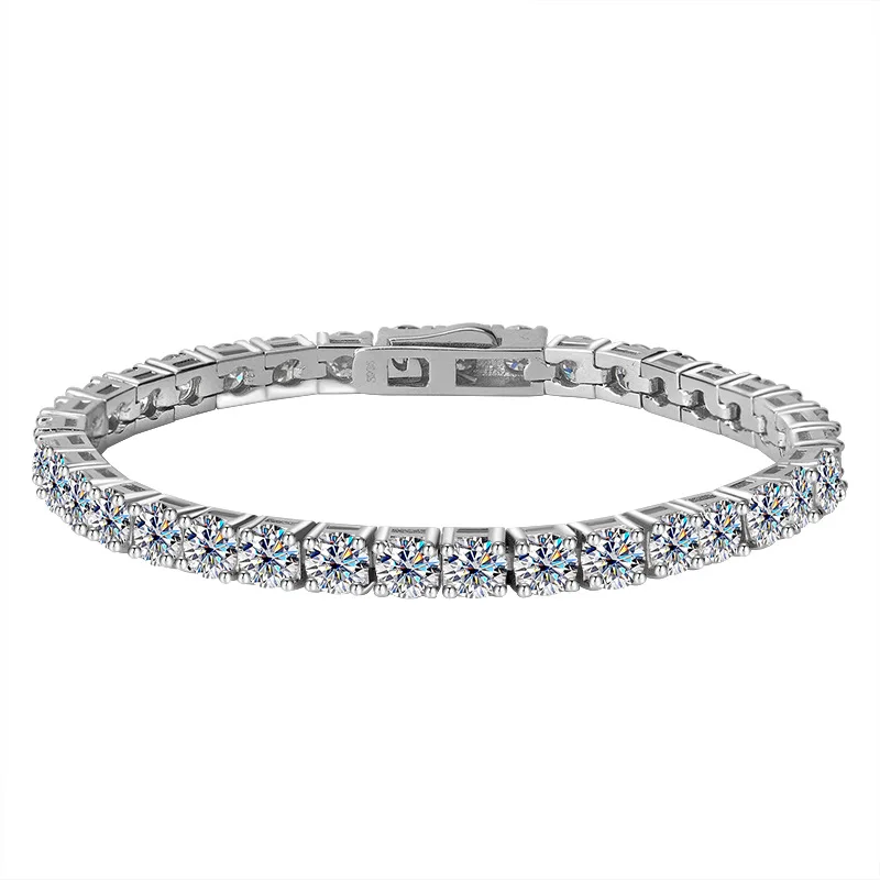 سوار نسائي من البلاتين PT950 قابل للتعديل على طراز التنس مع مويسانيتي 10Pts 30Pts 50Pts 15cm-19cm