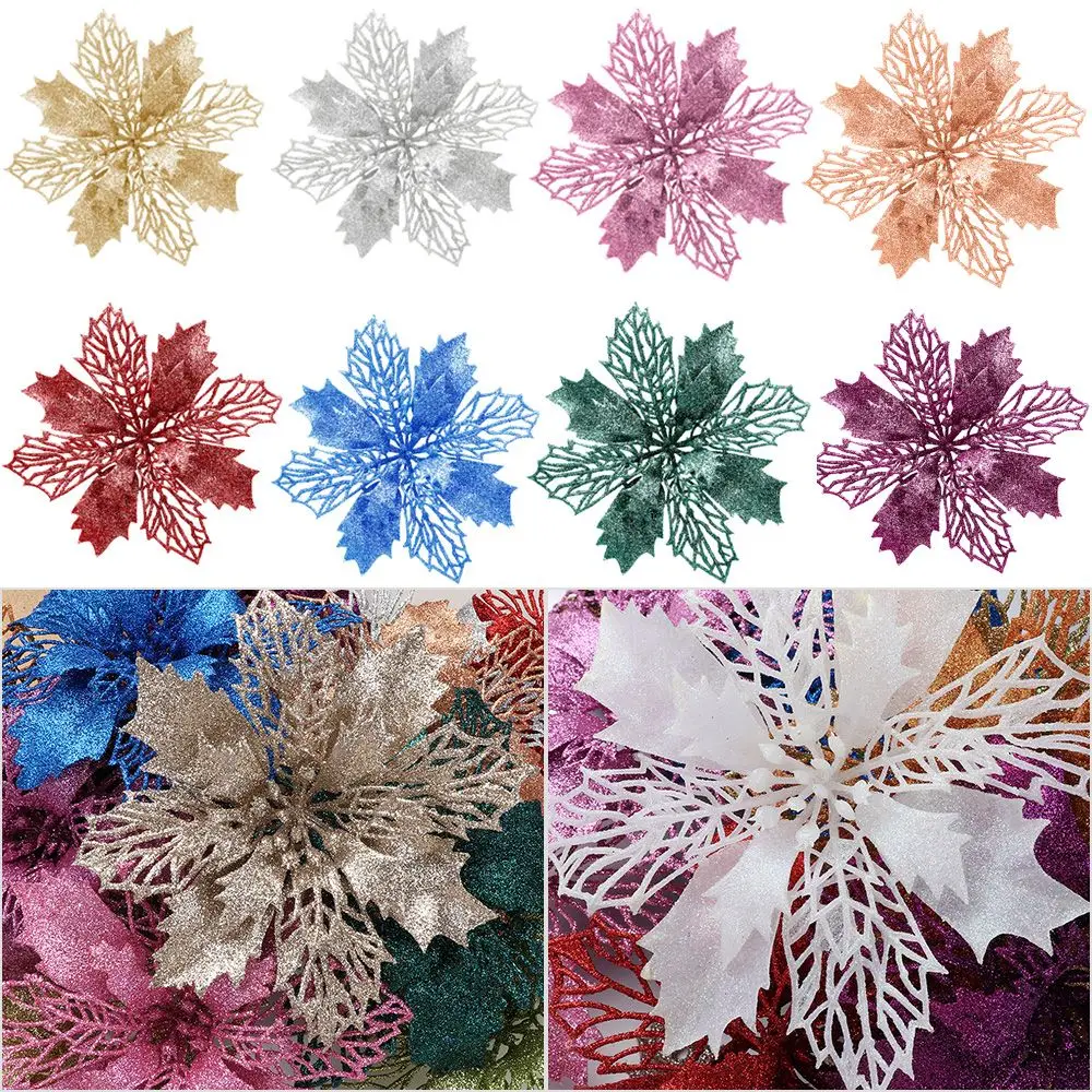 Plastic Artifical New Year Decor Christmas Tree Decorations Home Xmas Ornaments Fake Flowers Christmas Flowers