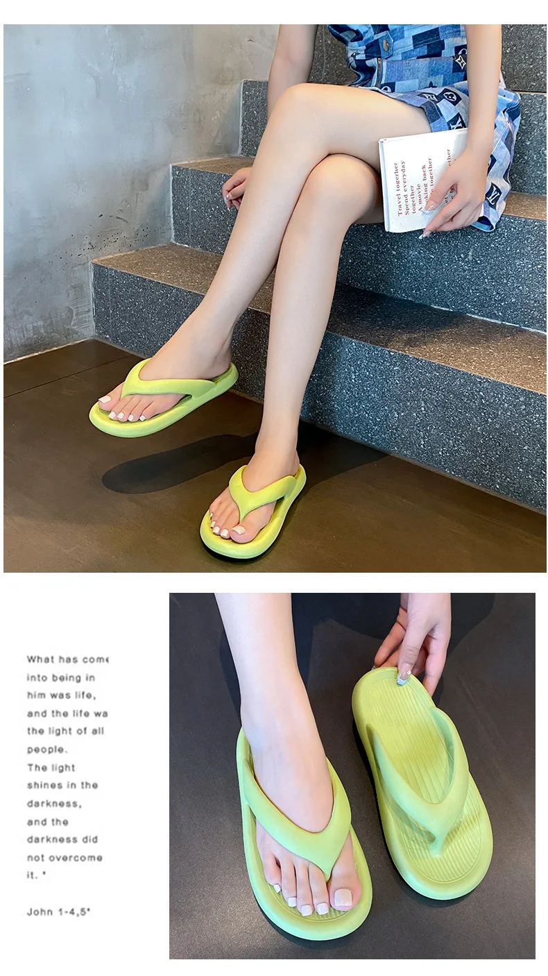 Evshine Damen-Sommer-Flip-Flops, Outdoor-Mode, rutschfeste Strand-Hausschuhe, bequem, weicher Boden, Damen-Sandalen, Haus-Badezimmer-Rutschen – Detail 22