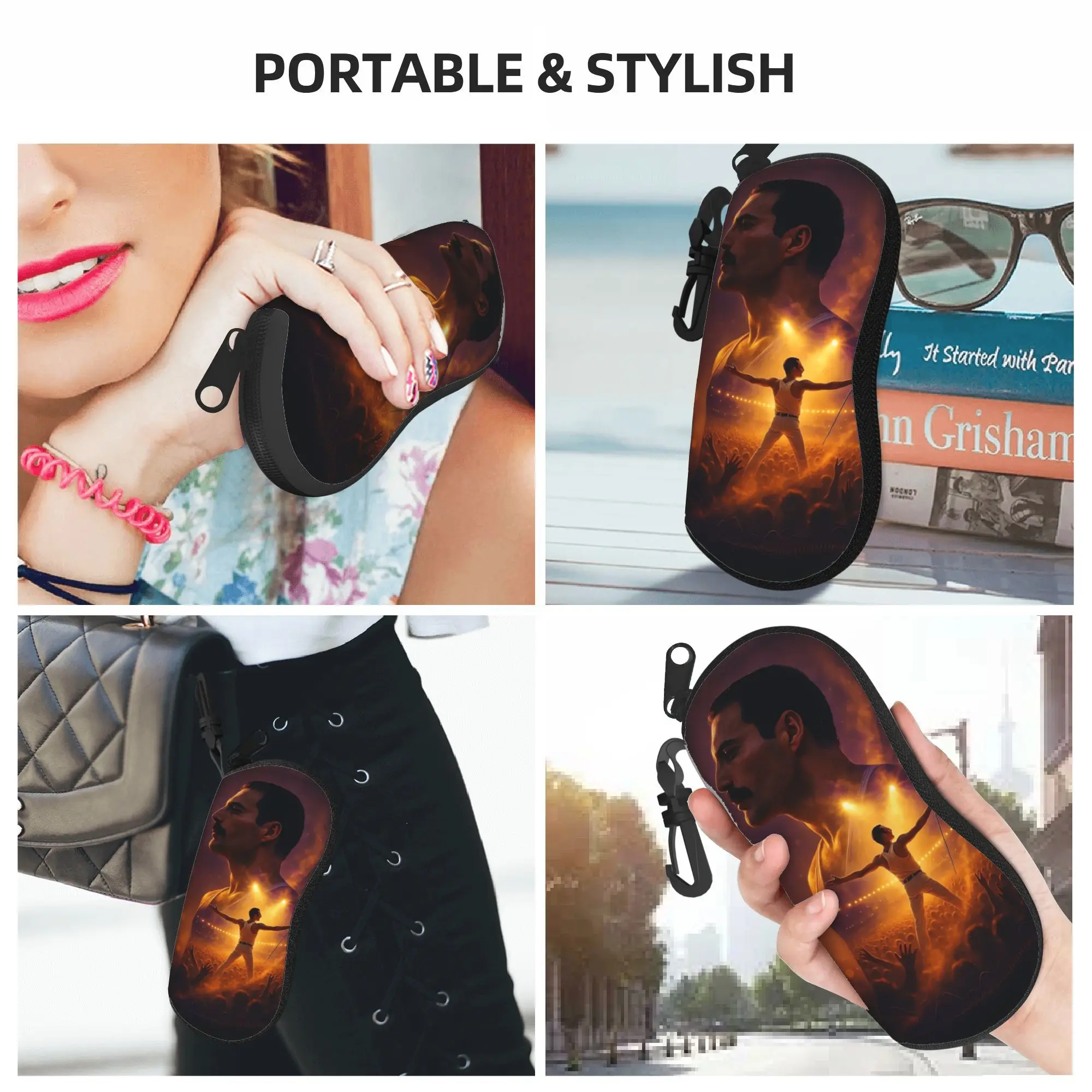 Freddie Concert Silhouette Mercury Glasses Case Cover Sunglasses Case Daily Retro Eyewear Storage Men Women Eyeglass Cases Cover view 6
