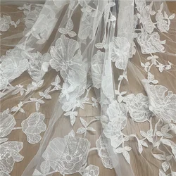 LFY New Style LB293  Big Flower Sequins Embroidery Mesh Lace Fabric DIY Dress Wedding Dress Fabric French lace