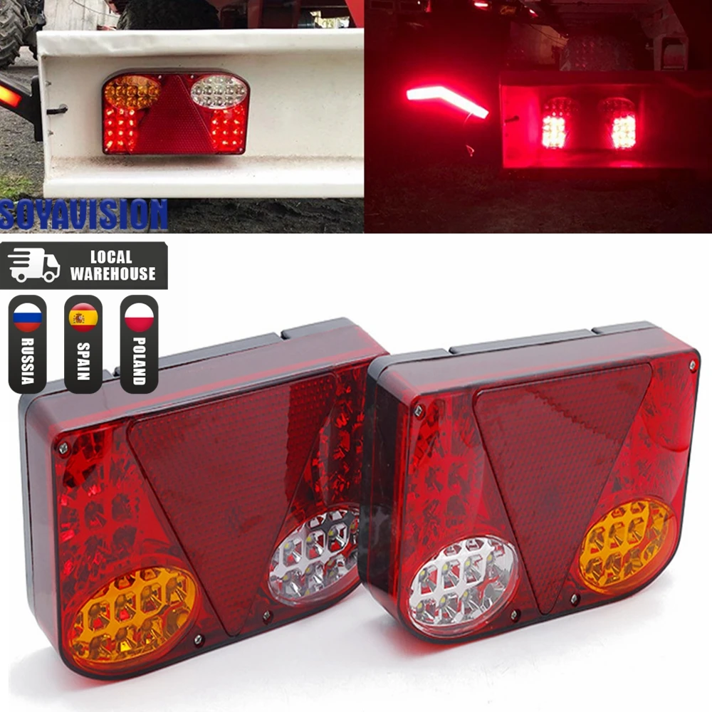 2PCS 12V LED Car Truck Tail Light  Rear Brake Light Turn Signal Lamp Indicator For Van Lorry Trailer Reverse Stop Lamp Taillight