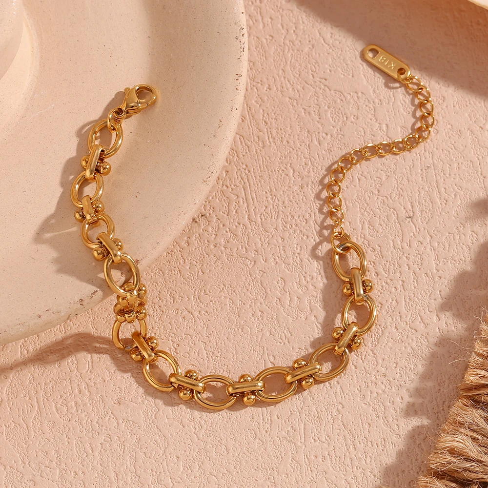 E. b. belle stilvolle minimalist ische ovale Blume handgemachte Kette Armbänder Edelstahl Damen schmuck vergoldete Accessoires Geschenk