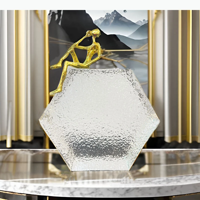 Figures Statue Hexagonal Transparent Base Ornaments Desk Decoration Modern Character Sculpture Room Aesthetics Decor