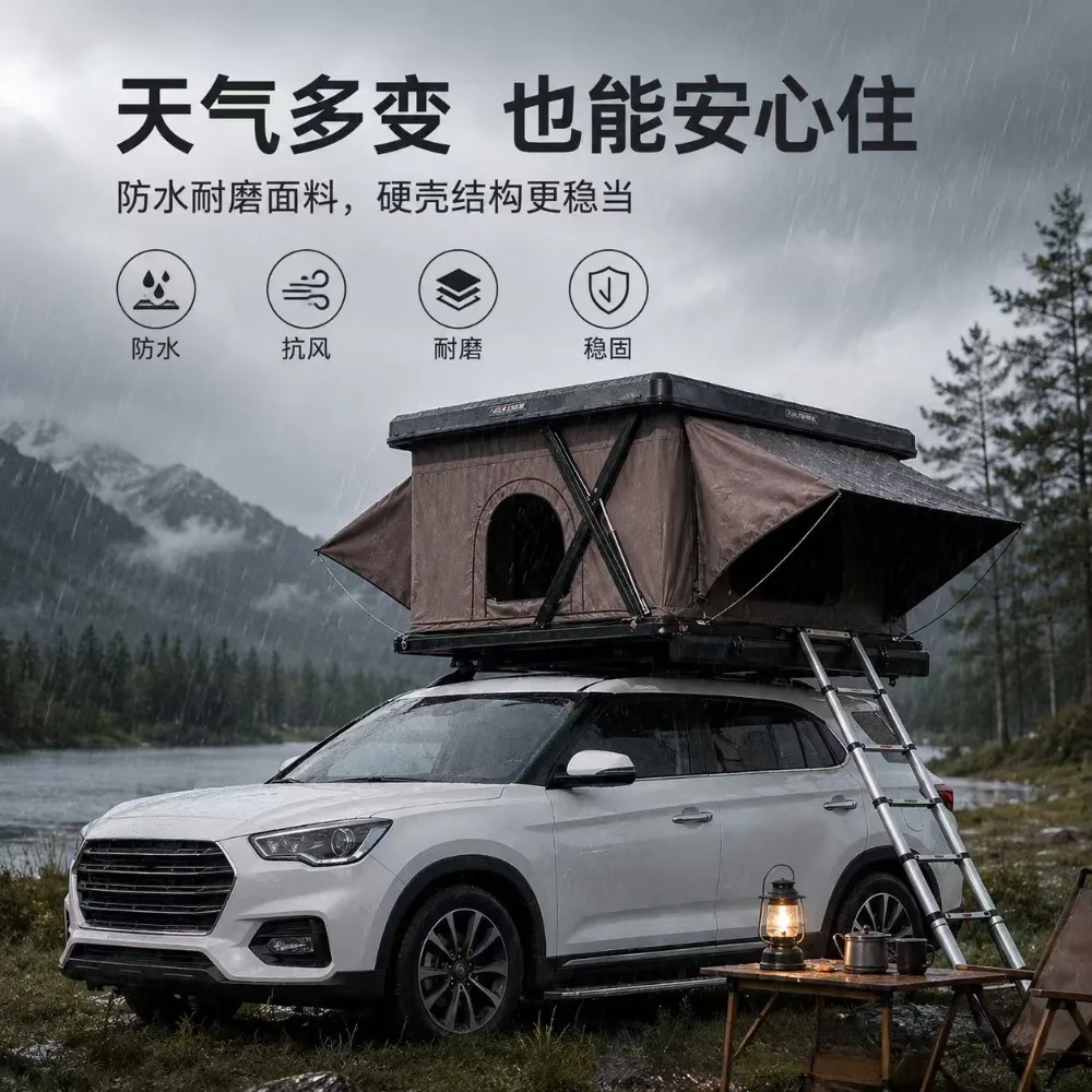 Camping Tent Summer Four-Season Eco-Friendly Waterproof Quick Electric Opening Off-road Hardtop Roof Top Tent SUV specific