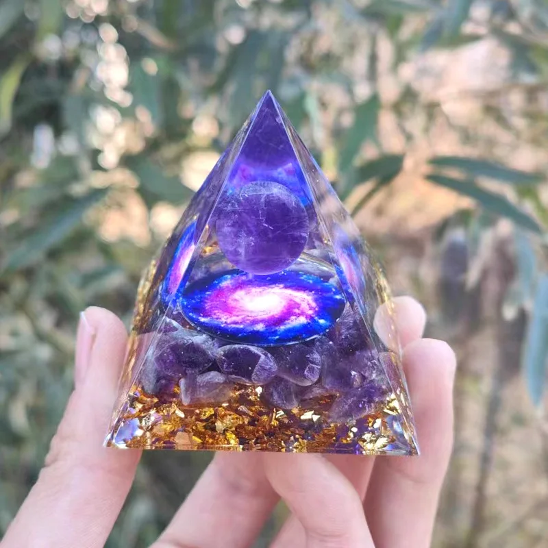 Pyramid Crystal Gravel Epoxy Resin Home Desktop Handmade Ornaments Gift Auspicious Feng Shui