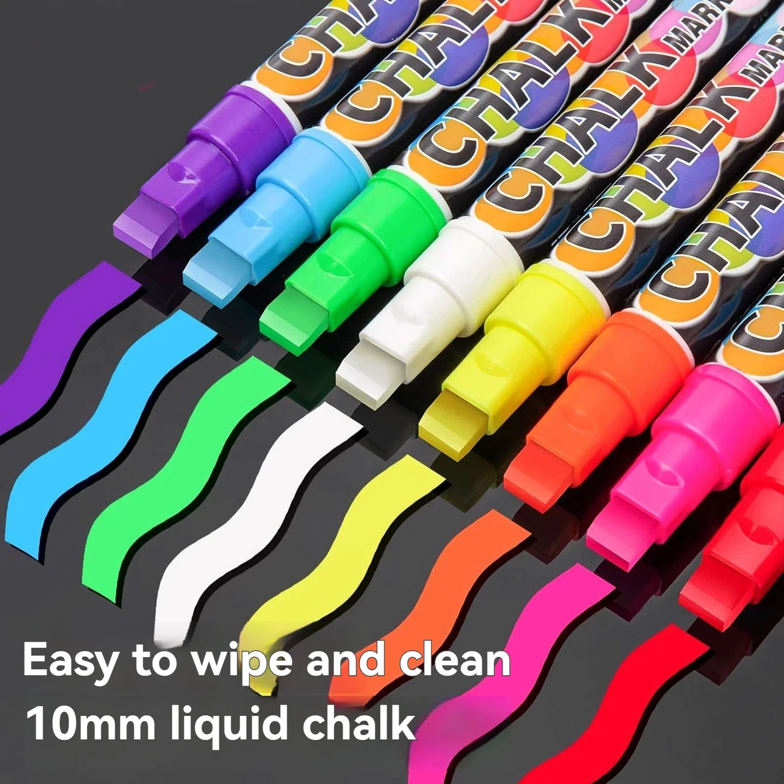 8 Colors Neon Liquid Chalk Marker 10mm/15mm Tip Wet Erasable Washable Chalk Pen for Blackboard Chalkboard Glass Window