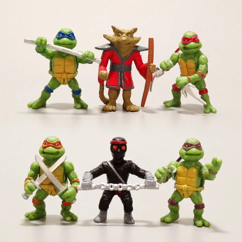 6 uds película Tortugas Ninja mutantes adolescentes Linda figura de acción de Anime Raphael Donatello juguetes decoración muñeca Adorable niños Fans regalo de Navidad