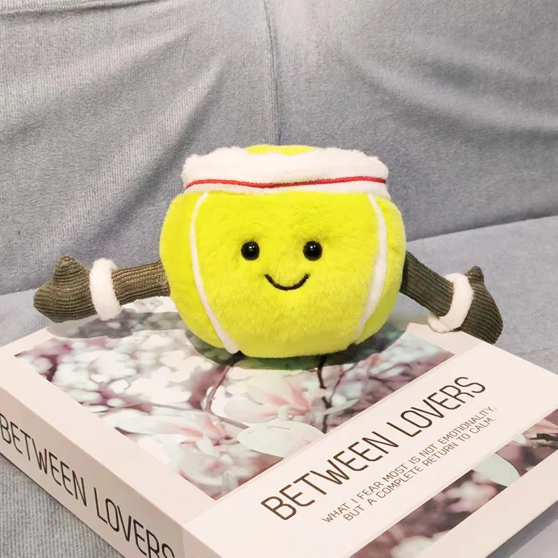 Hot Lovely Tennis Ball Plush Toys Real Life lawn Tennis Stuffed Plushies Ball Doll School Bag Room Ornaments For Girl'S Gift New