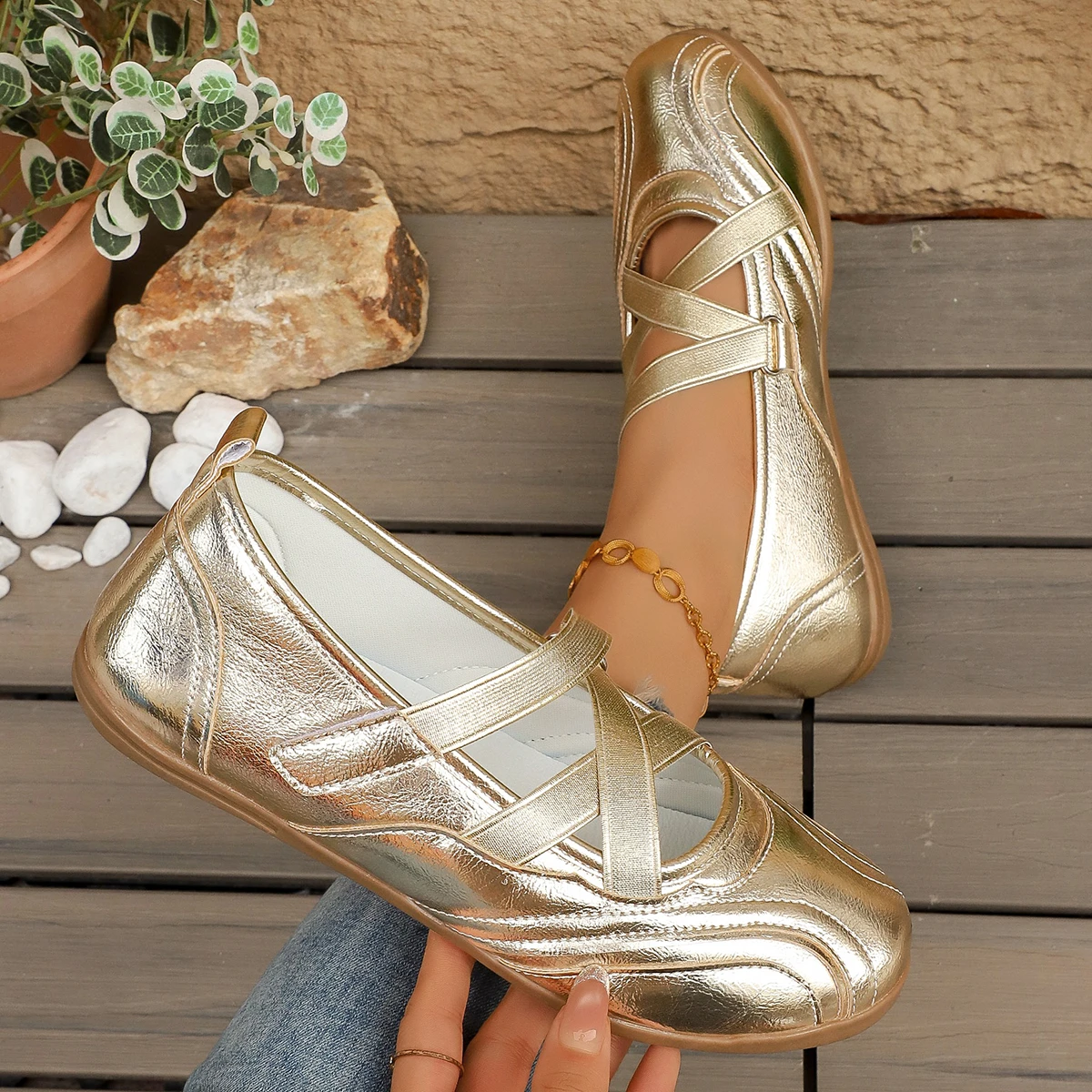 Women Flats Shoes Ballet Non Slip Ankle Round Toe Women Sneakers 2026 New Trend Retro Spring Retro Comfortable Casual sneakers