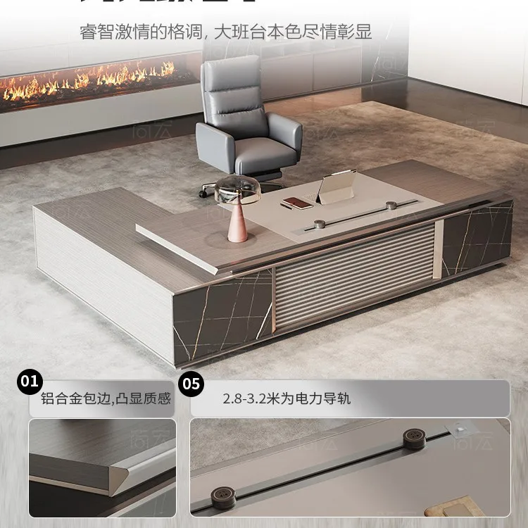 Boss Office Desk and Chair Combination Supervisor Office Desk Manager Office Desk President Chairman