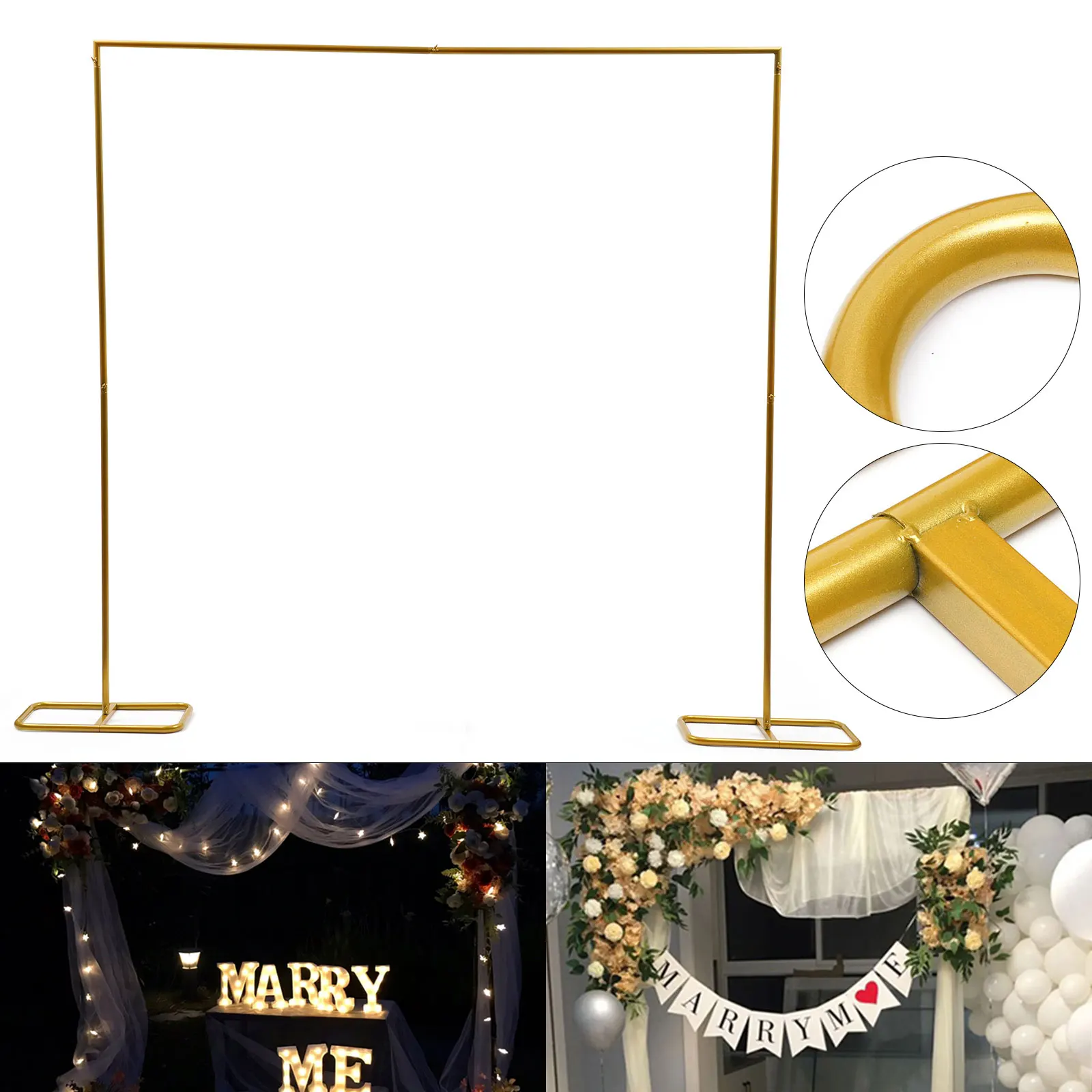 Wedding Arch Rack, Gold Iron Design, 2x2.1M, Sturdy Construction, Perfect for Wedding Decorations, Birthday Parties, and Event