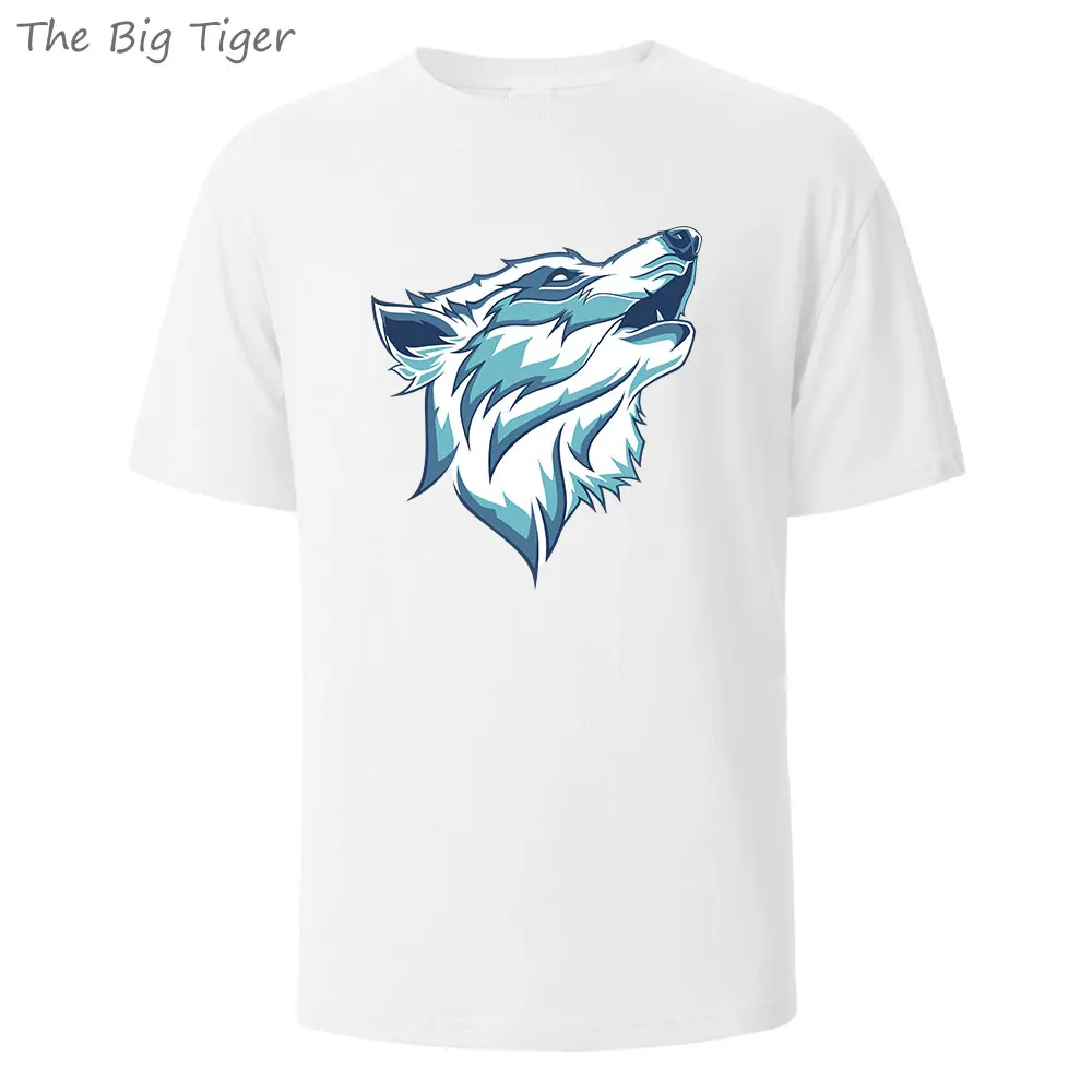 WolfPaint الكلاسيكية القطن تي شيرت تنفس الجولة الرقبة عادية للجنسين المحملة الحد الأدنى قصيرة الأكمام أعلى ارتداء اليومي تي شيرت رجالي