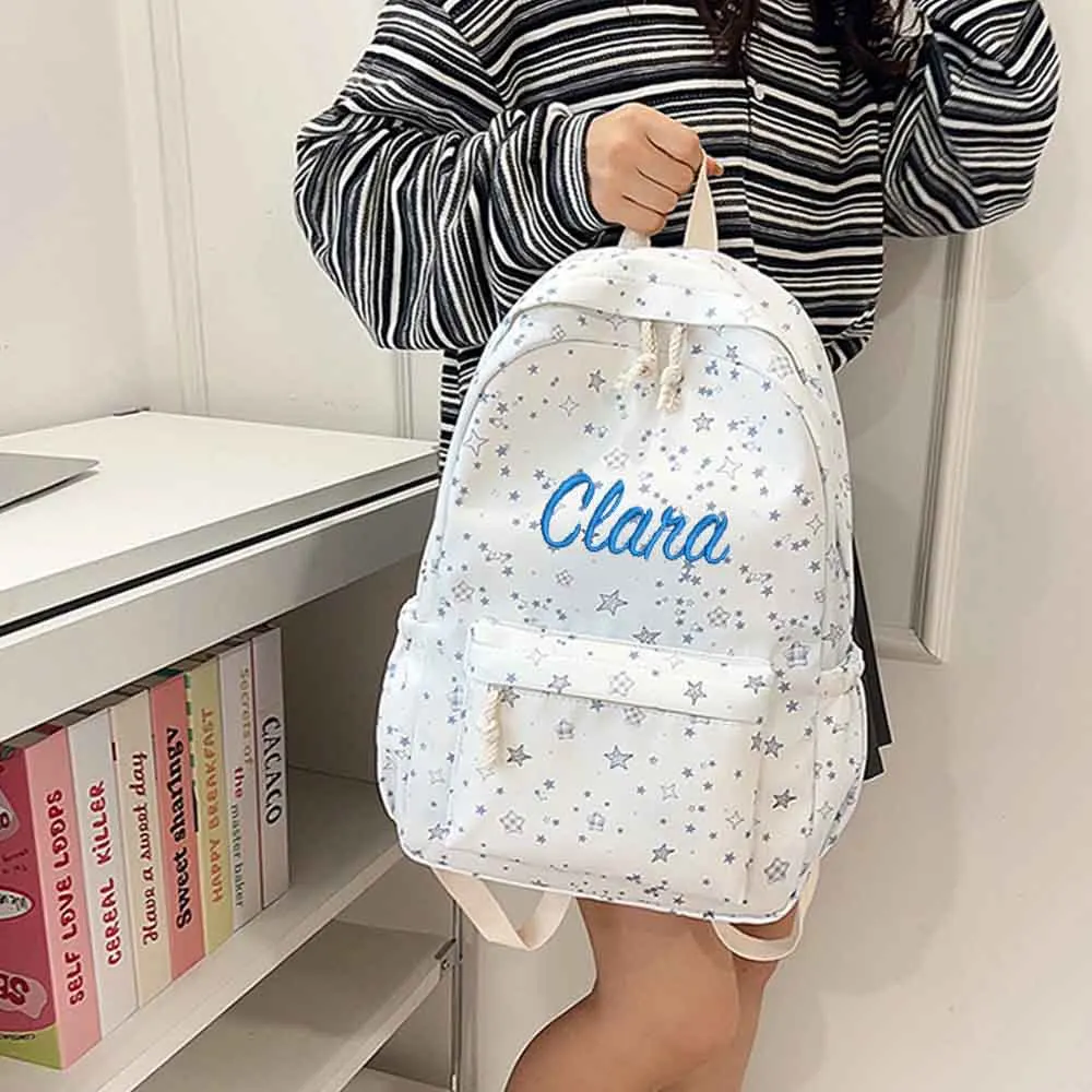 

Новый рюкзак большой вместимости, женский рюкзак с вышитым именем для старшеклассников, рюкзаки с любым текстом на заказ для студентов колледжа