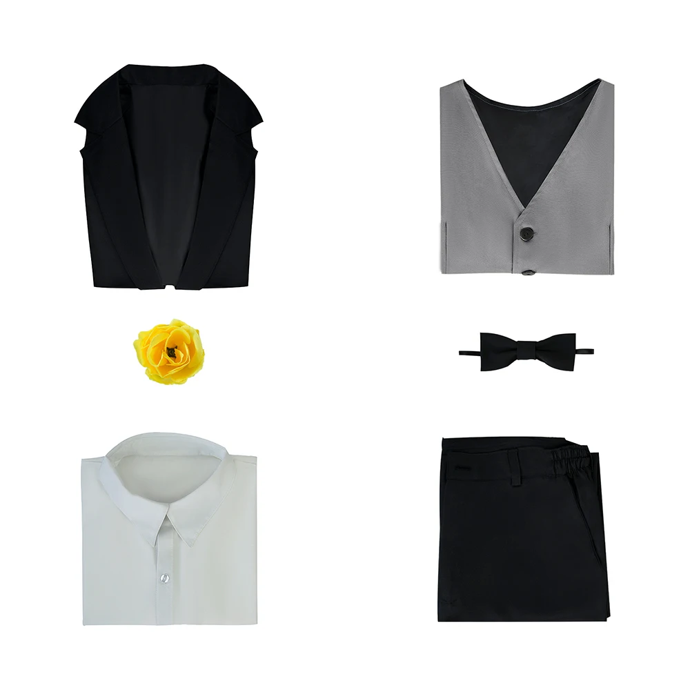 Cartoon Fox Nick Wilde Cosplay Costume Fantasia Coat Vest Pants Neckwear Outfits Men Halloween Carnival Party Black Adult Suit