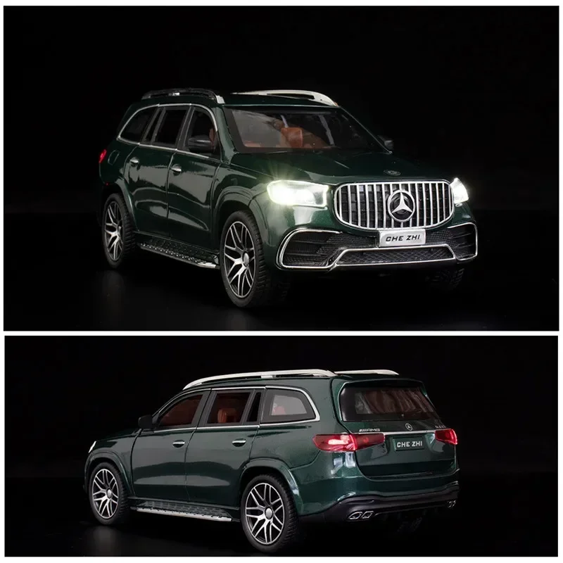 1:24 GLS63 AMG SUV 합금 다이캐스트 메탈 모델 사운드 라이트 풀백 장난감 홈 장식 어린이 선물