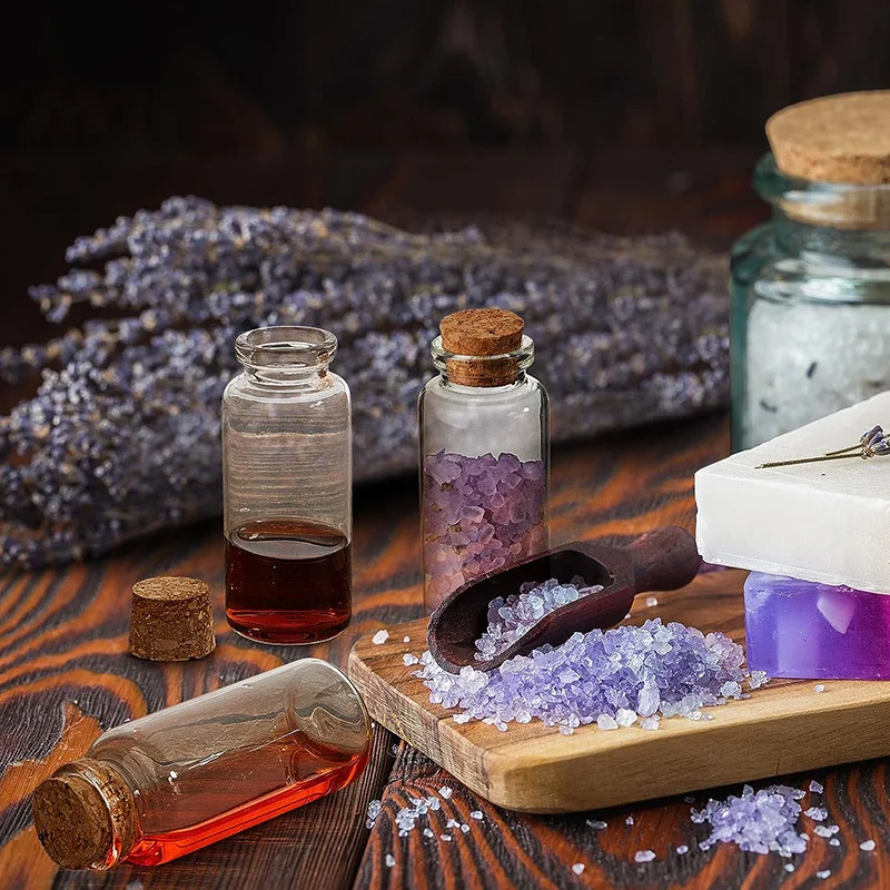 10 garrafas de vidro pequenas dos pces com frascos claros da rolha da cortiça frascos minúsculos do casamento 0.5-5ml mensagem favor recipientes