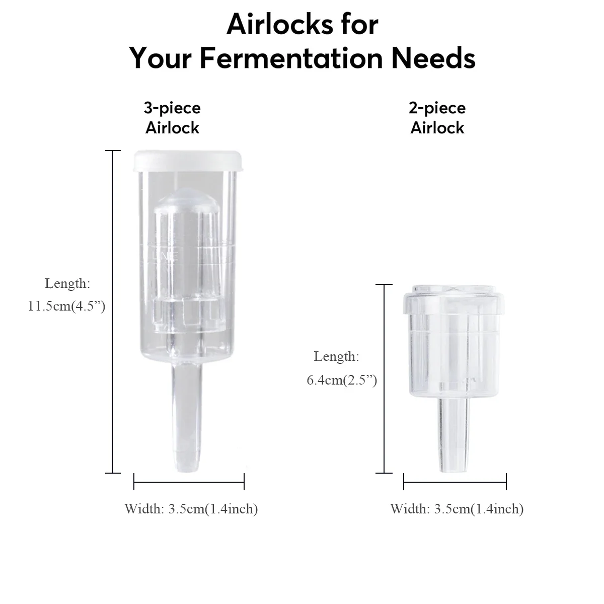 Plastic Airlock Low-profile 2-piece Style Fermentation Simple Design Easy Cleaning For Wine Beer Fermented Foods
