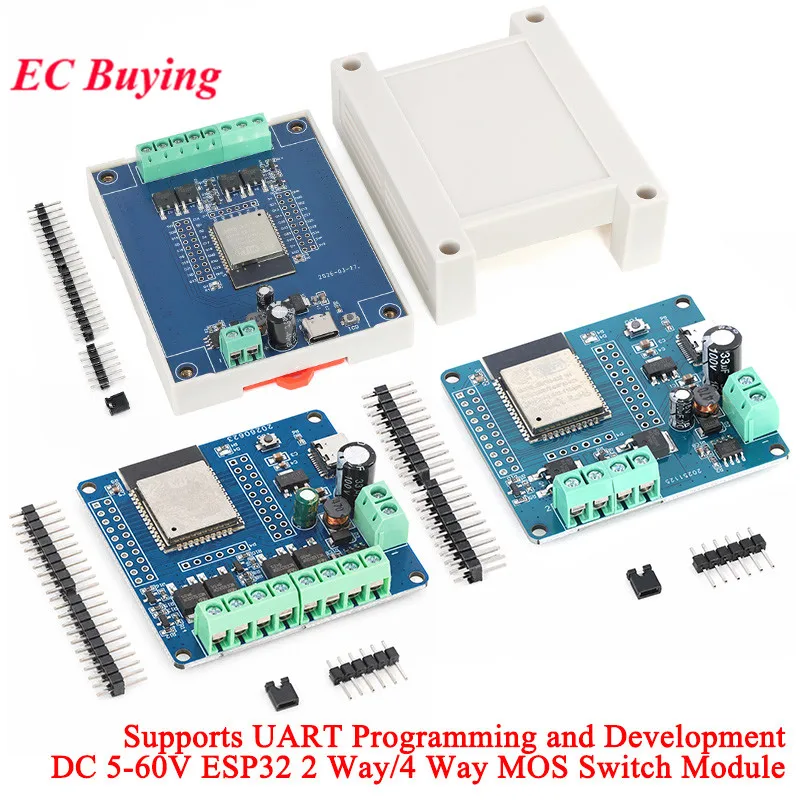 2 Way 4 Channel DC 5-60V MOS Switch Module ESP32-32E Module WIFI Bluetooth-compatible Ble Development Board Type-C UART Burning