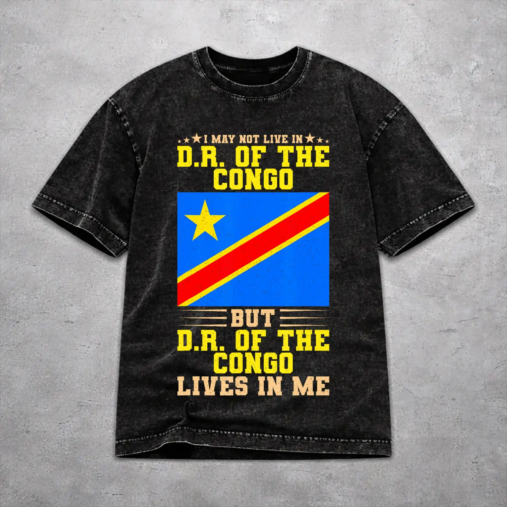 Men Women Vintage Washed T-shirts Republic Of Congo Congolese Flag Printed T Shirt Merch Oversize  Tees