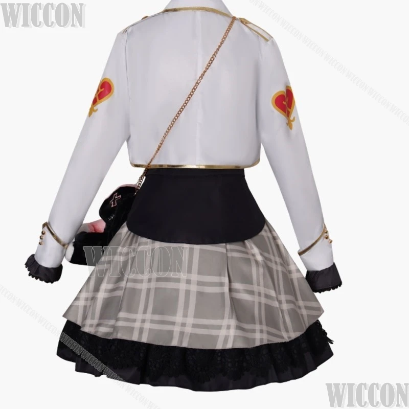 Kawaii Idol Costume White Coat Dress Wig Bow Goth Lolita Halloween Cosplay Nijisanji Vtuber Maria Marionette Navidad Carnaval - view 3