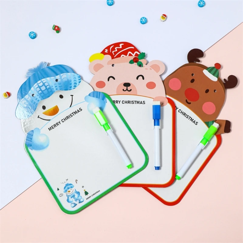 Lavagna natalizia da 4 pezzi, cancellabile, su entrambi i lati, per lavagna da disegno per bambini