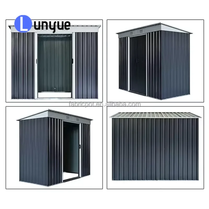Customizable Outdoor Storage Shed with Garage Door for Backyard Garden Tool Organization Weather Resistant Durable Metal
