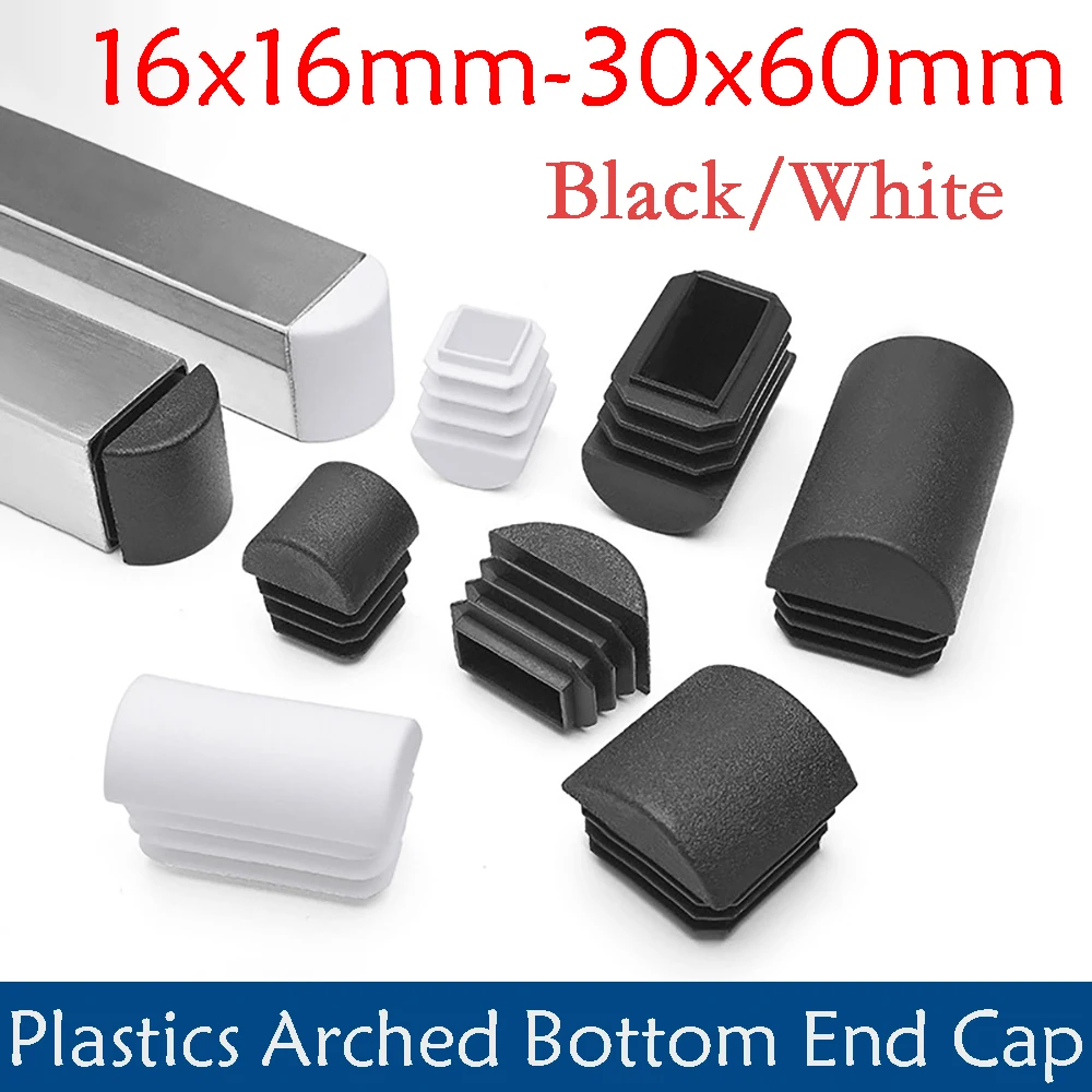 2-100Pcs Square Arched Plastic Blanking End Caps Tube Pipe Inserts Plug Chair Furniture Non-Slip Protection Gasket Covers Caps