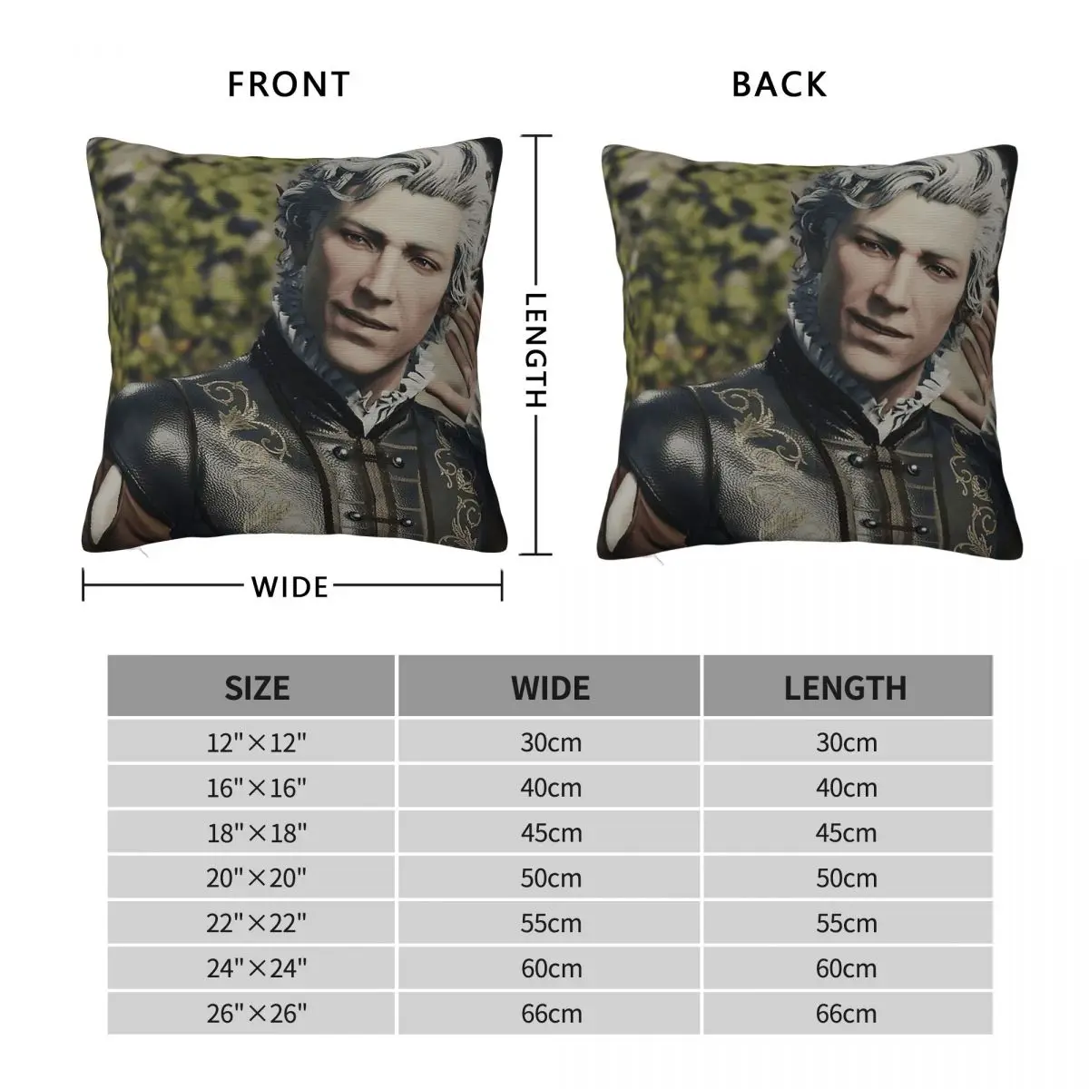 Baldur's Gate 3 Astarion Ancunﾙn Square Pillowcase Polyester Linen Velvet Creative Zip Decorative Sofa Seater Cushion Cover 18