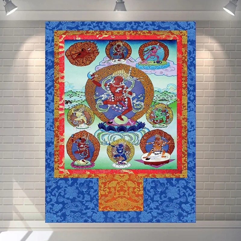 Auspicious Eight Treasures Tangka Hanging Cloth Tibetan Buddhist Thangka Hanging Paintings Tibet Frescoes Living Room Decoration