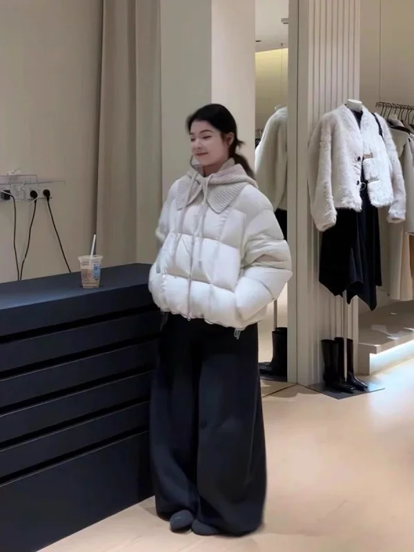 

Korean Sle Women's Knitted Hat Winter New Arrival Unique Design Sensation Warm Cotton Coat Durable Long Sve Zipper Closure