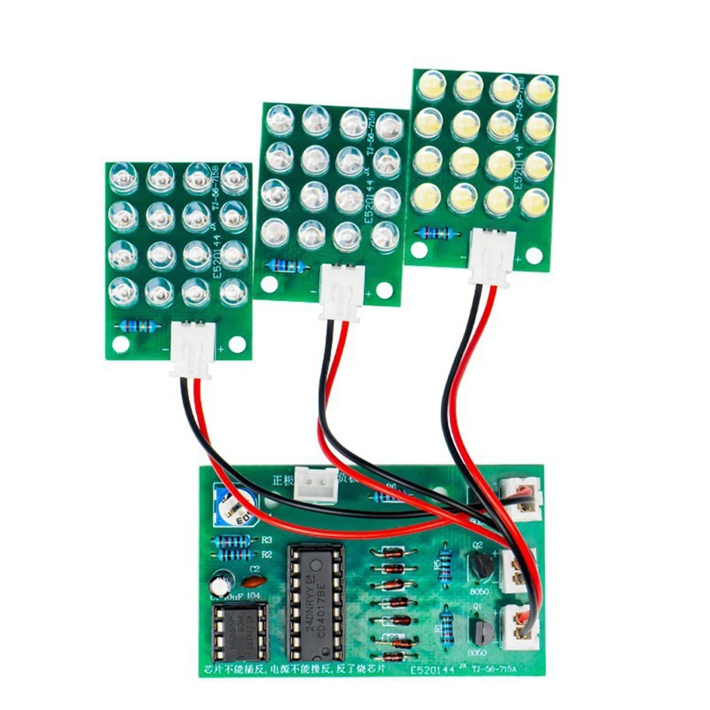 CD4017+NE555 Red White Blue LED Water Flow Light Kit DIY Learning Electronic Kit Strobe Module Production Design TJ-56-715