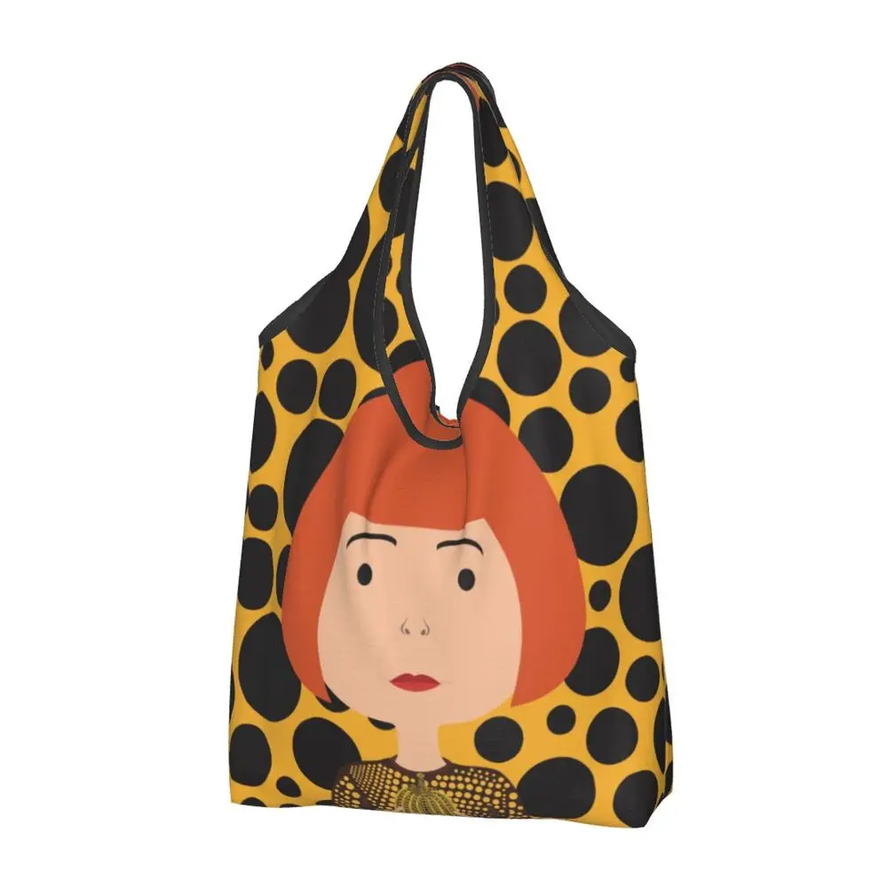 

2025 New Style Custom Yayoi Kusama Abstract Art Groceries Shopping Bag Custom Shopper Tote Shoulder Bag Big Capacity Portable Ha