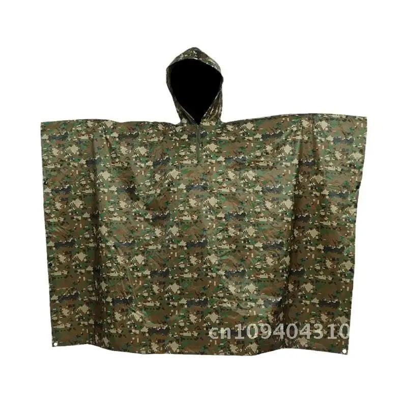

Floor Twill Camouflage Raincoat, 3 in 1, Polyester Hiking, Mat, Outdoor, Cape Style, 210T Camping,