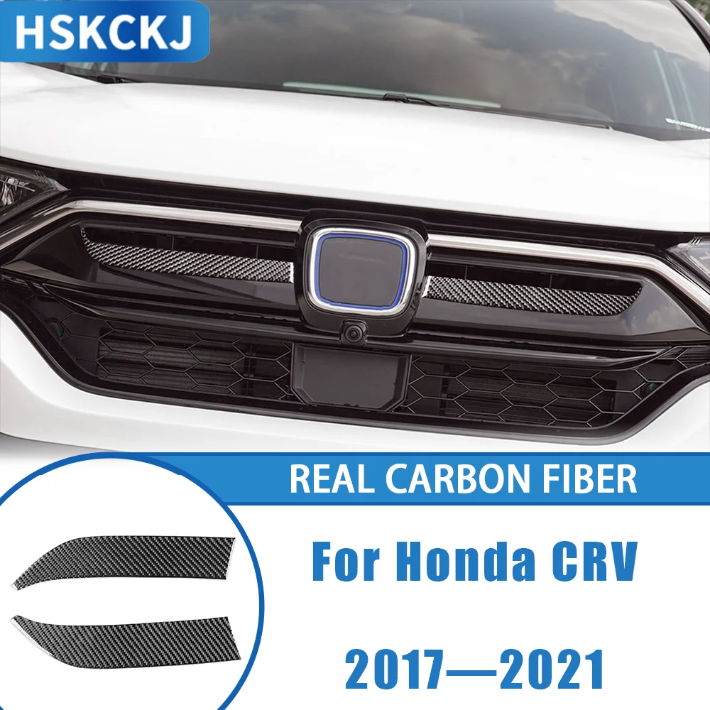 

For Honda CRV 2017—2021 Car Accessories Carbon Fiber Front Center Grill Decoorative Panel Interior Cover Trim Modified Sticker