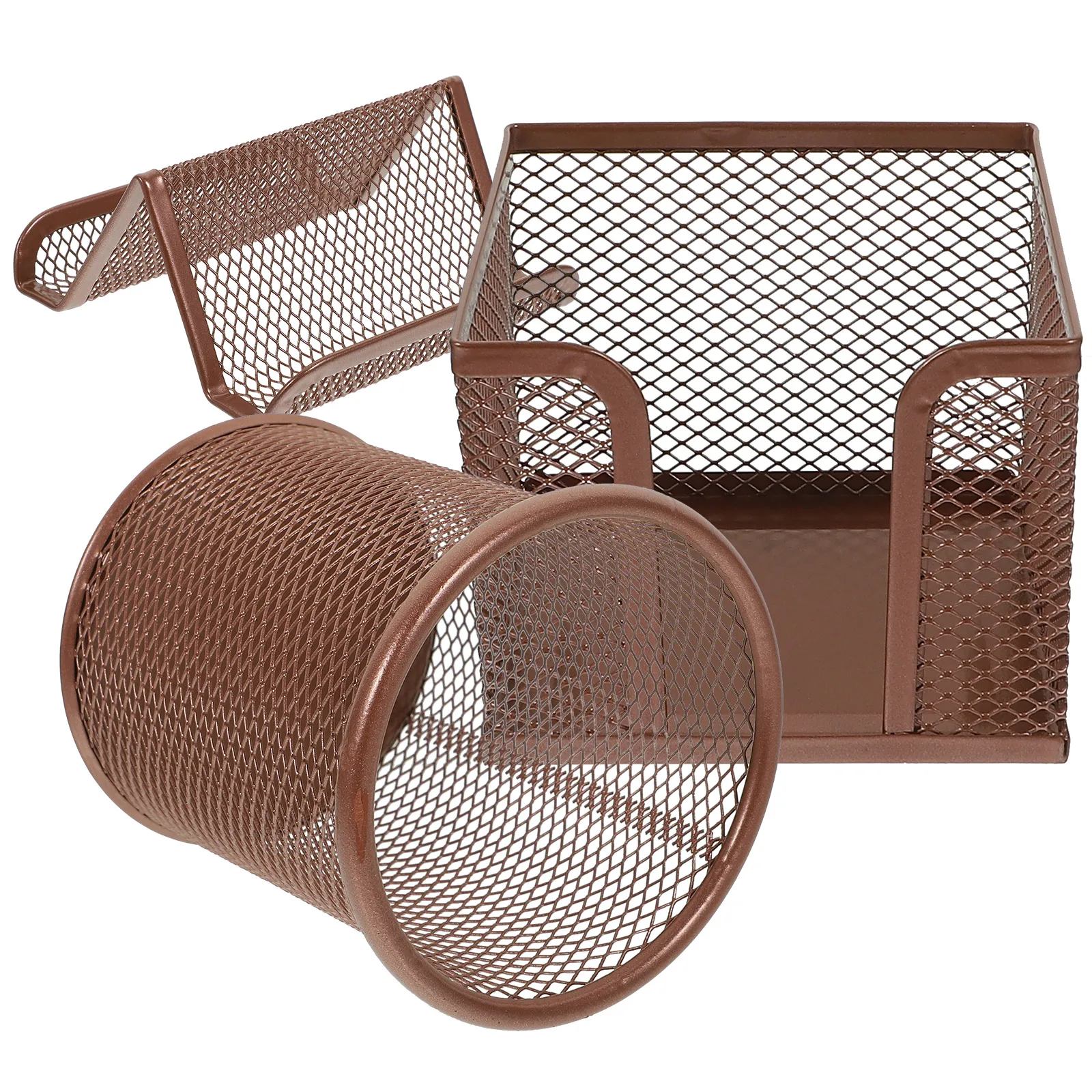 

1 set Metal Desk Organizer Set Pen Holder Notebook Stand Card Tray Office Storage Supplies Student Table Accessories