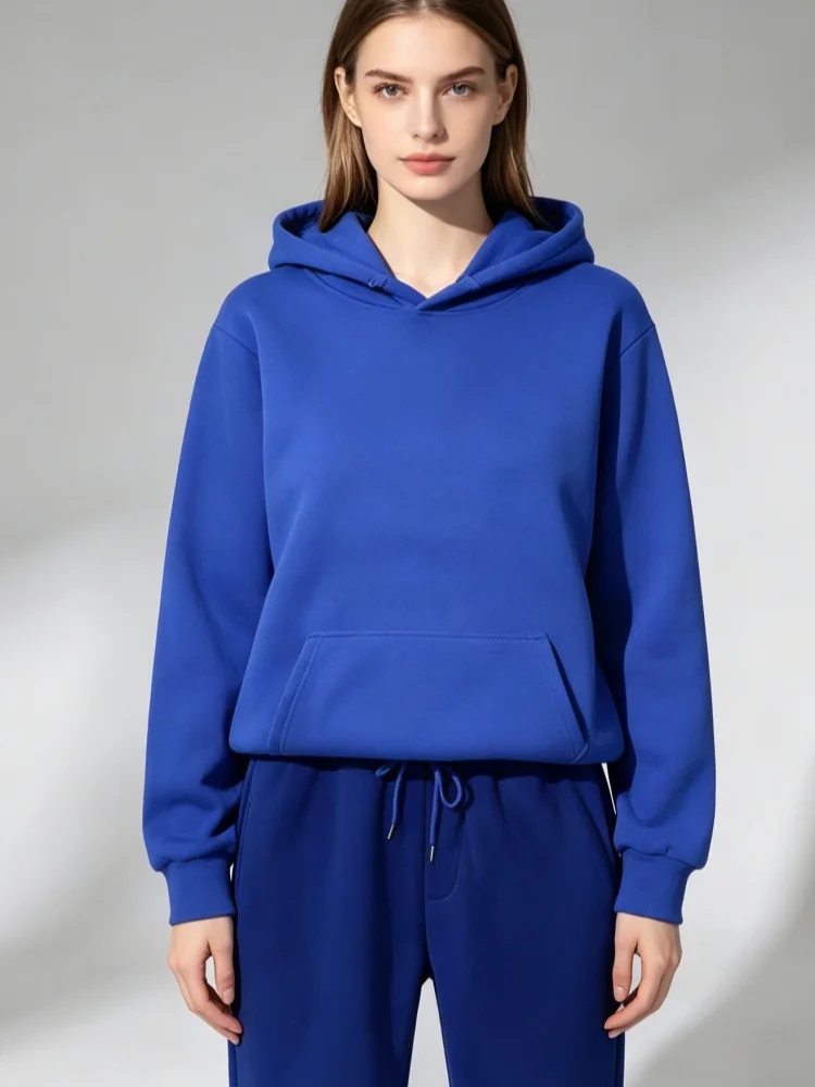 New Fashion Men's and Women's Hoodie Set Spring and Autumn Winter Casual Sweater Set Men's Top Solid Color Hooded Sweater Set view 6