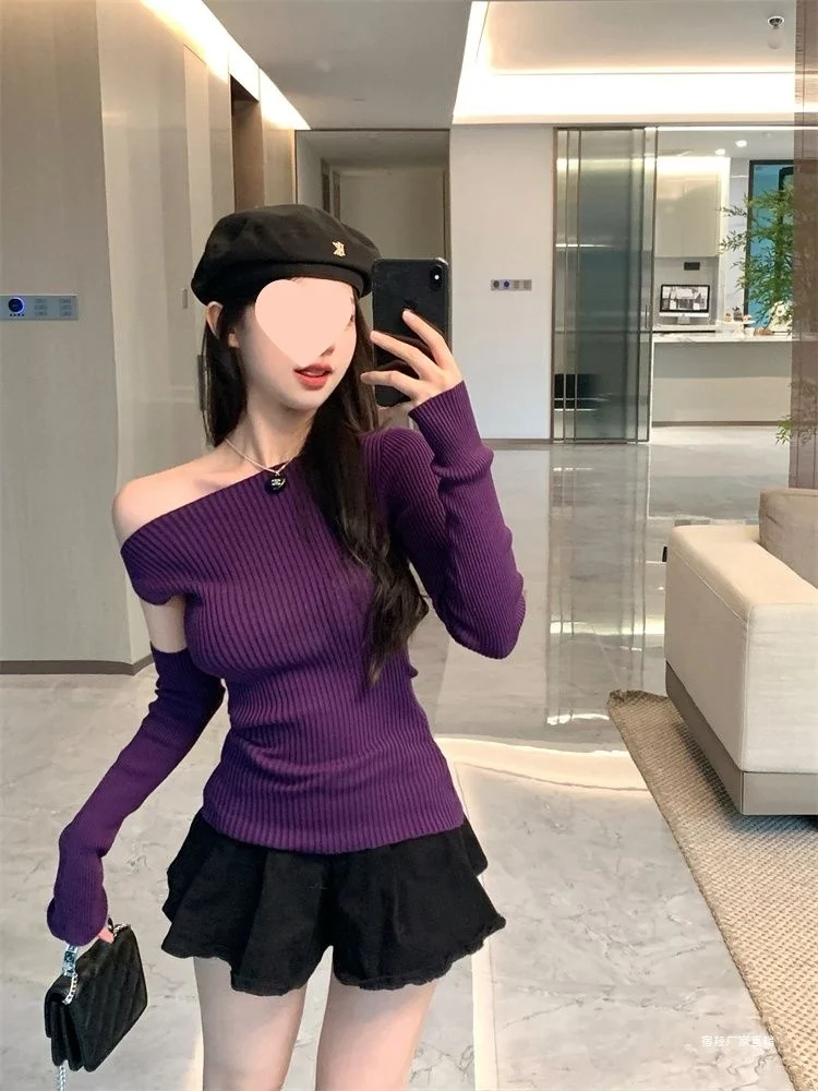 

Detachable Sleeve T-Shirt Women Y2K Women'S Clothing Autumn Gothic Bandage Detail Ruffled Hem Punk Subculture Streetwear E Girl