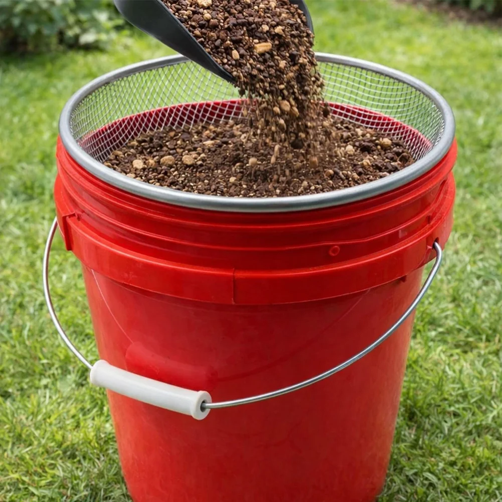 30cm Garden Soil Sieve Set 5pcs Galvanized Steel Rock Sifter With Multiple Mesh Sizes For Compost Garden Tools