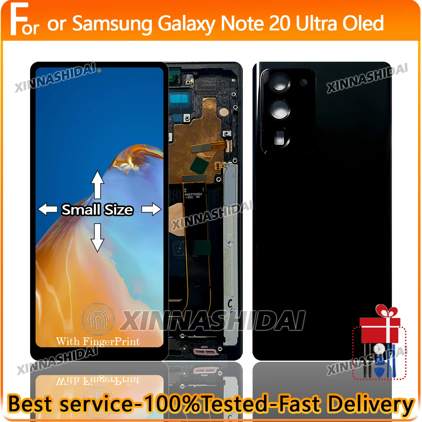 AAA+ 100% Tested  OLED LCD For Samsung Note 20 Ultra Small Size With Frame  Display LCD Touch Screen Replacement Parts