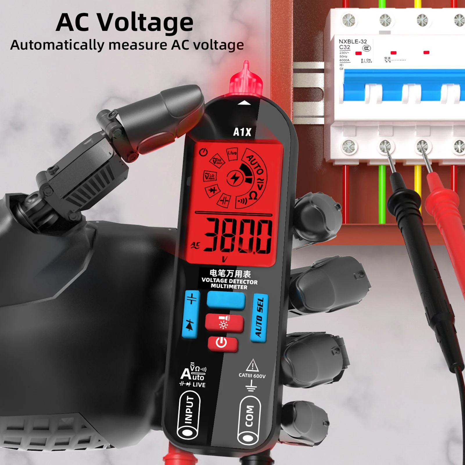 A1X Detector de Tensão Multímetro Faixa Automática Caneta Recarregável Tipo BSIDE Mini Testador Digital